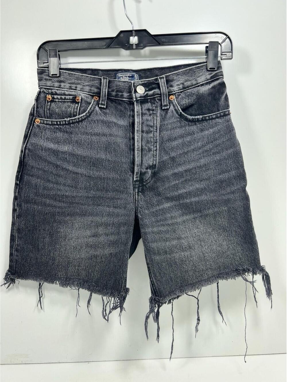 Abercrombie & Fitch High Rise 9” Short Size 25/0 Black Bermuda Cut Off